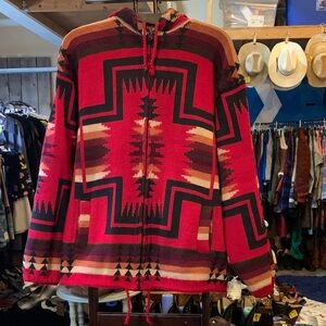 Red Geometric Patterned Hoodie